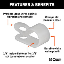 Load image into Gallery viewer, CURT 59828 3/8" I.D. Convoluted Slit Loom Tube Clamps (25-Pack)