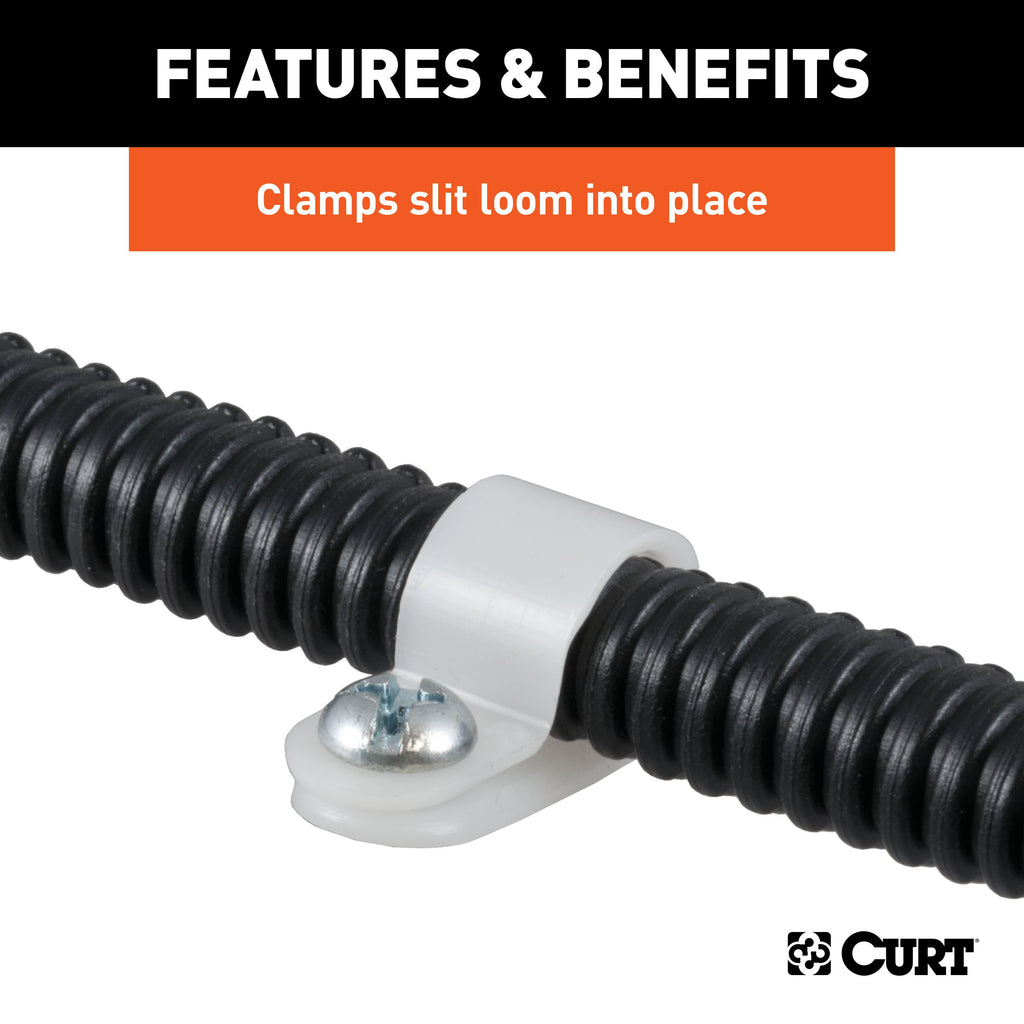 CURT 59828 3/8" I.D. Convoluted Slit Loom Tube Clamps (25-Pack)