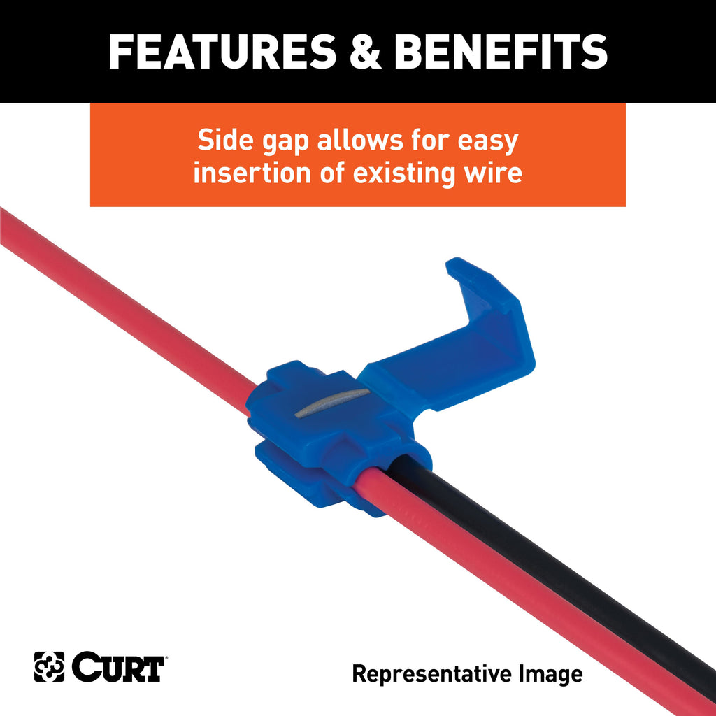 CURT 59906 Snap Lock Double-Run Tap Connectors (18-14 Wire Gauge, 100-Pack)