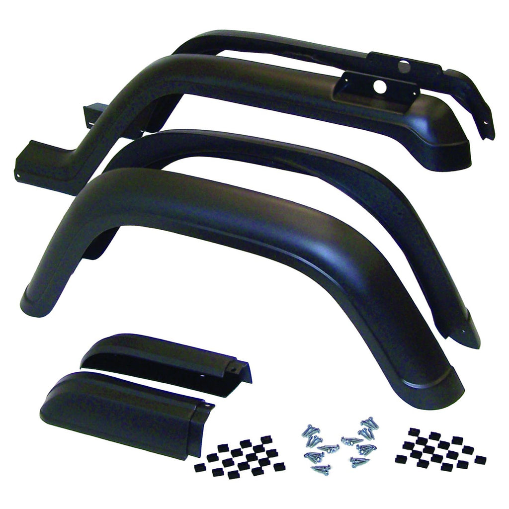 Crown Automotive Jeep Replacement 5AHK6 6-Piece Fender Flare Kit for 87-95 Jeep YJ Wrangler (Except Renegade) for Select Jeep Wrangler