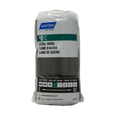 Norton 68115 Steel Wool, #0 Fine - 12 Pads