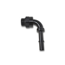 Load image into Gallery viewer, Performance-Adpt-Fitting-38In-Sae-Qck-Dis-Male-To-8-Sae-Port-Male-Swvl-End-90-Deg-Blk-Anod