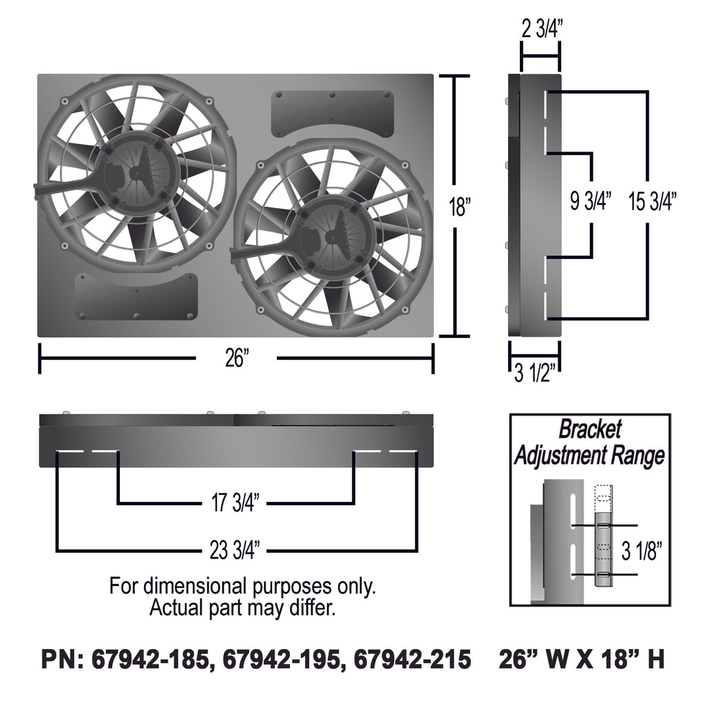 Powerpack-Brushless-Dual-12In-Rad-FanAluminum-Shroud-W-Pwm-Controller185-Deg-Sensor