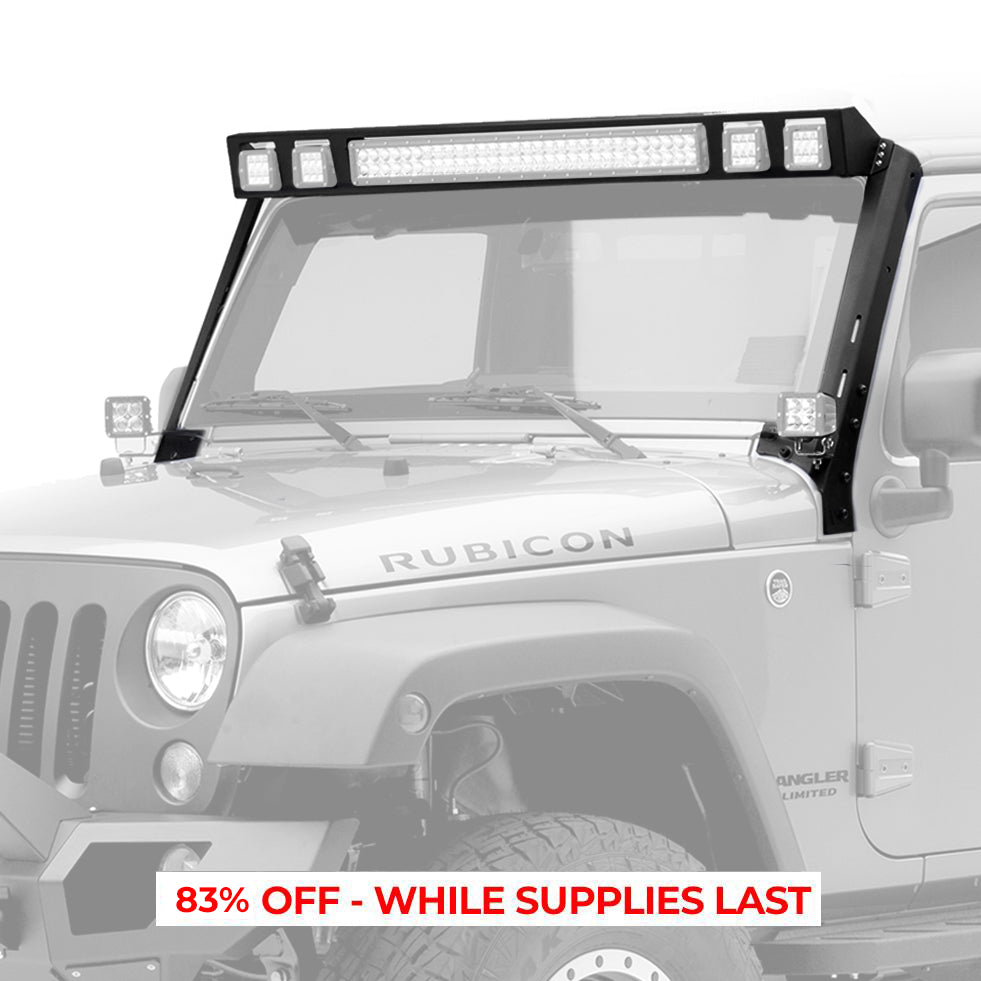 Wlf-Windshield-Light-Frame-For-Jeep-Jk---Fits-30-Light-Bar-And-Four-3-Cubes