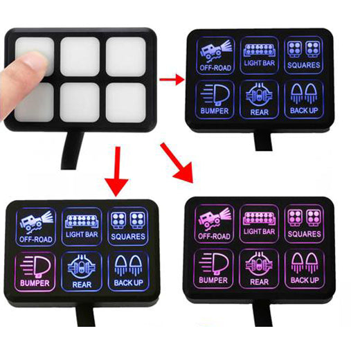 6-Gang-Auxiliary-Switch-Panel-W-Multi-Choice-Button-Pad-Label-Kit