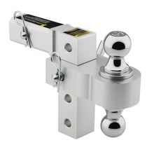 Load image into Gallery viewer, 6-Inch-Adj-Alum-Drop-Hitch-With-Reversible-2-In-And-1-78-In-Steel-Balls.-Load-Rating-Max-6K-Lbs