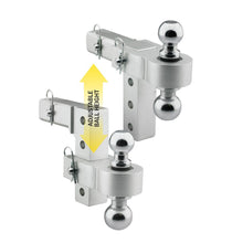 Load image into Gallery viewer, 6-Inch-Adj-Alum-Drop-Hitch-With-Reversible-2-In-And-1-78-In-Steel-Balls.-Load-Rating-Max-6K-Lbs