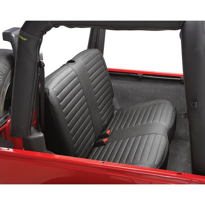 ~(6-Lbs.-20X10x10)~-Seat-Cover-Rear-Bench-Seat-Black-Denim-Jeep-97-02-Wrangler;-Sold-As-Individual-Seat-Cover;-Fits-Factory-Seat