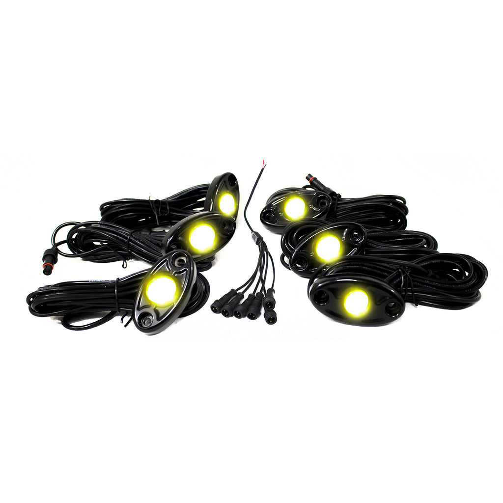 6-Led-Glow-Pod-Kit-W-Brain-Box-Ip68-12V-W-All-Hardware-(Yellow)