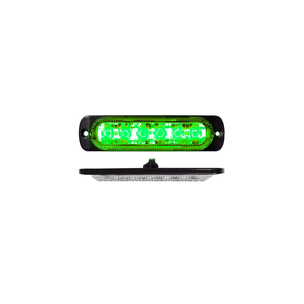 6-Led-Ultra-Slim-Flush-Mount-19-Flash-Pattern-Marker-Strobe-Light-(Green)
