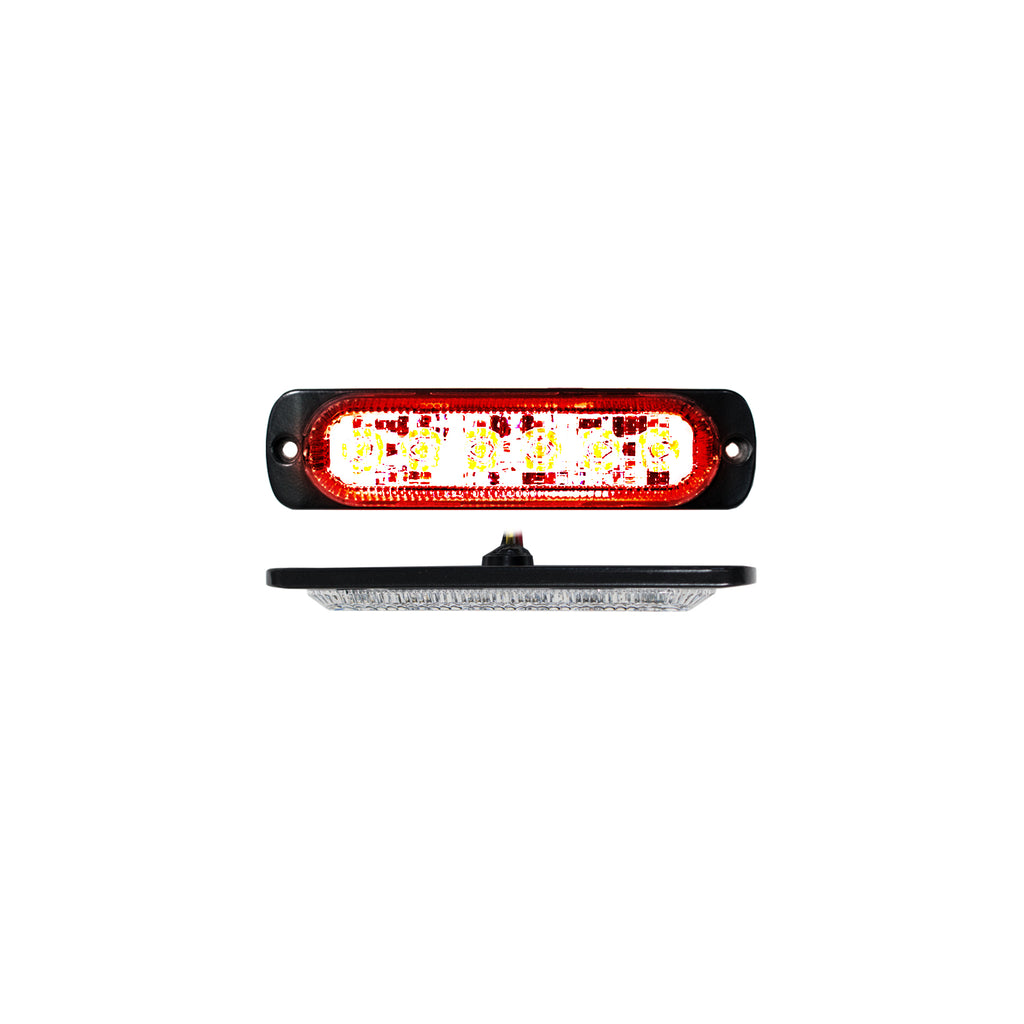 6-Led-Ultra-Slim-Flush-Mount-19-Flash-Pattern-Marker-Strobe-Light-(Red)
