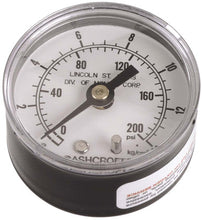 Load image into Gallery viewer, Lincoln Industrial 600401 Pressure Gauge for Air Regulators, 1/4 NPT Male Back Mount Thread, 0 to 200 PSI Pressure