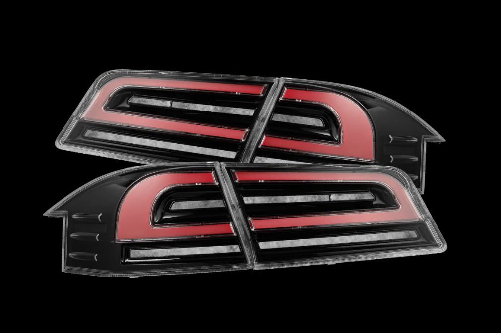 AlphaRex 601130 LED Taillights Black Red for Select Tesla S