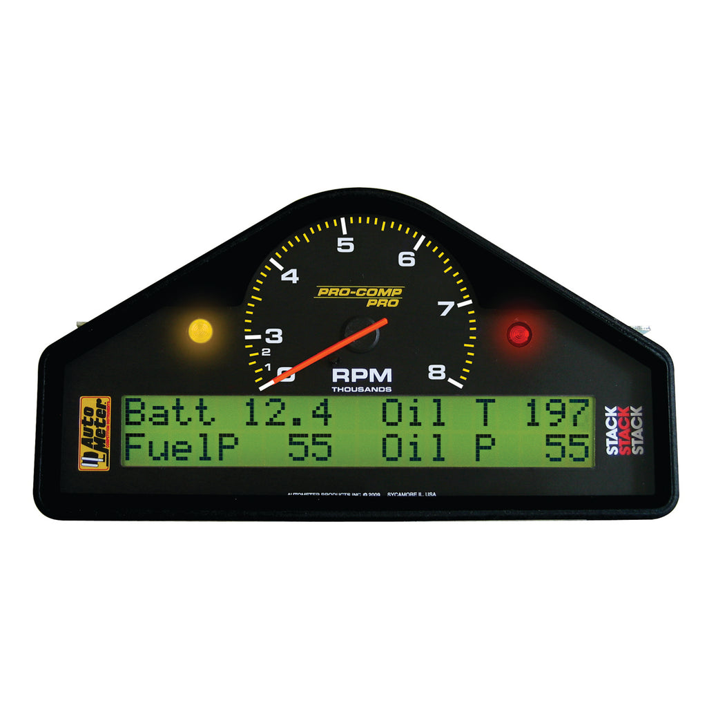 AutoMeter 6012 RACE DASH DISPLAY, 8K DUAL RANGE RPM/MPH/FUELP/OILP/OILT/WTMP/VOLT, PRO-COMP