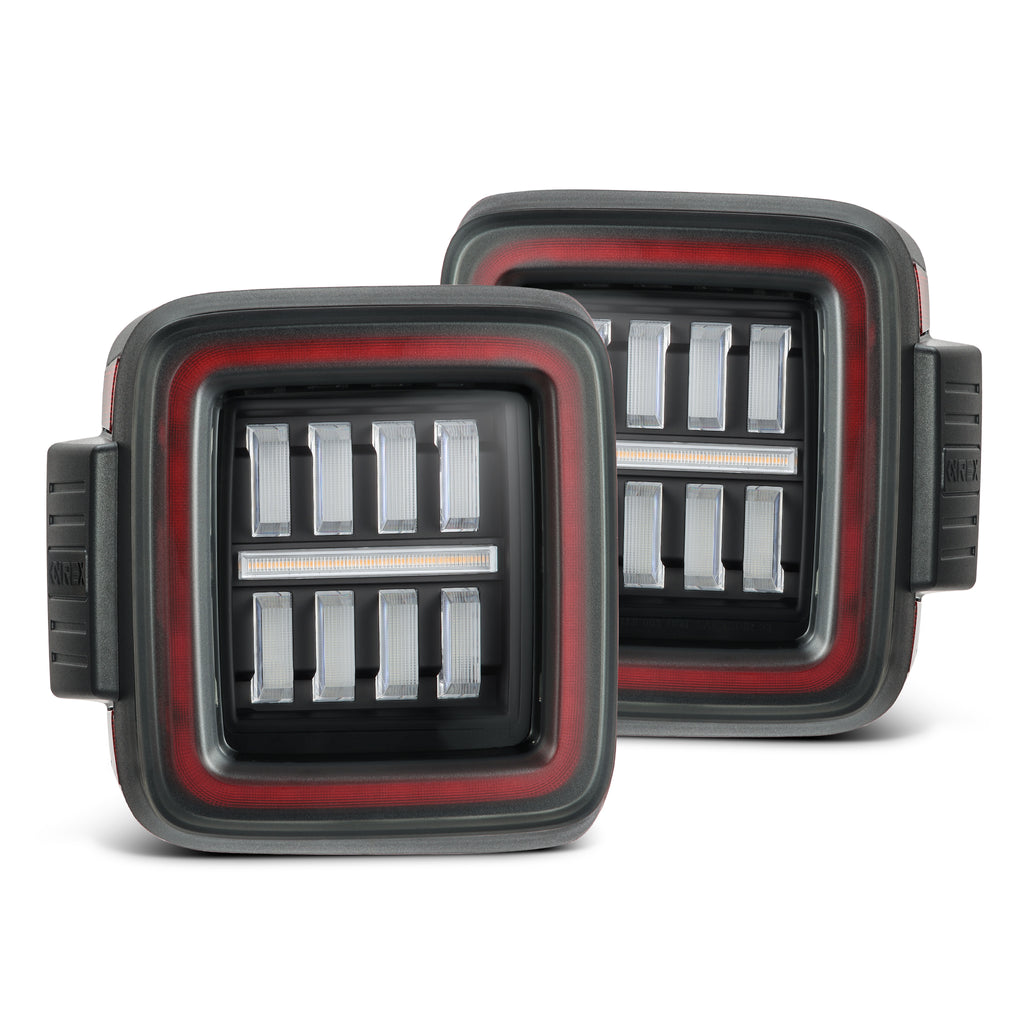 AlphaRex 602020 Prismatic LED Taillights Black Red for Select Jeep Wrangler