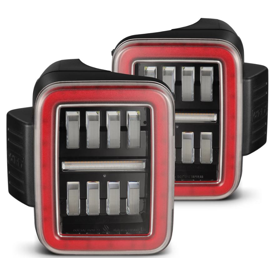 AlphaRex 602070 Prismatic LED Taillights Black Red for Select Jeep Gladiator