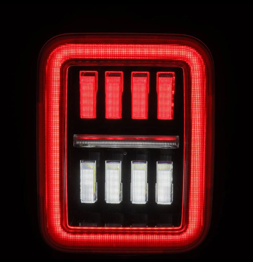 AlphaRex 602070 Prismatic LED Taillights Black Red for Select Jeep Gladiator