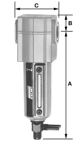Lincoln Industrial 602108 1/2 in. Modular Air Line Filter, 40 Micron Filter Element, 250 psi Maximum Pressure