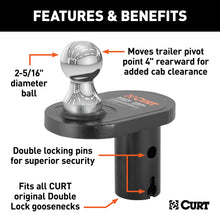 Load image into Gallery viewer, CURT 60602 Double Lock 2-5/16" Offset Gooseneck Ball (4" Rearward Offset)