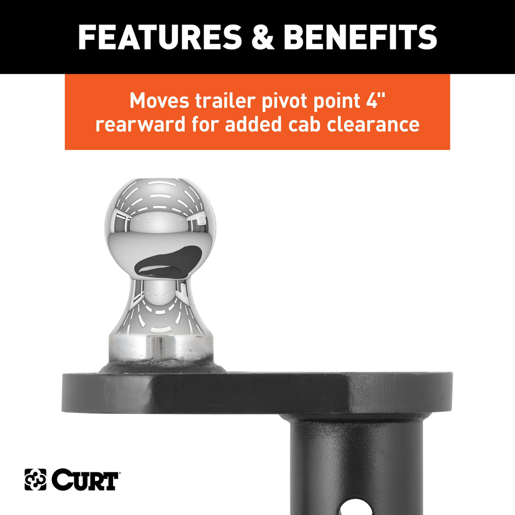 CURT 60602 Double Lock 2-5/16" Offset Gooseneck Ball (4" Rearward Offset)