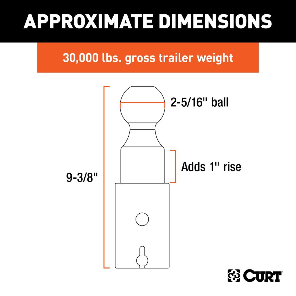 CURT 60603 Double Lock 2-5/16" Riser Gooseneck Ball (1" Rise for Bed Liner)