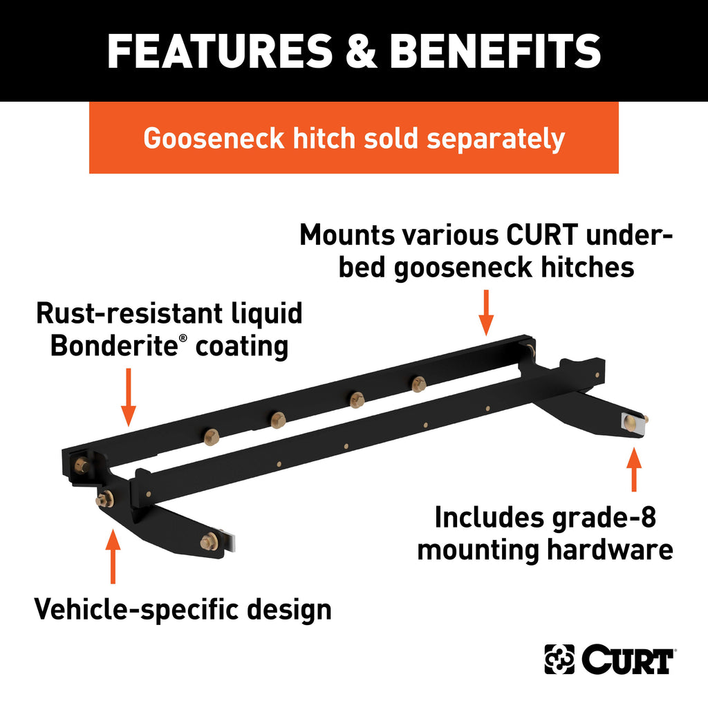 CURT 60604 Double Lock Gooseneck Installation Brackets, Select Silverado, Sierra 2500, 3500