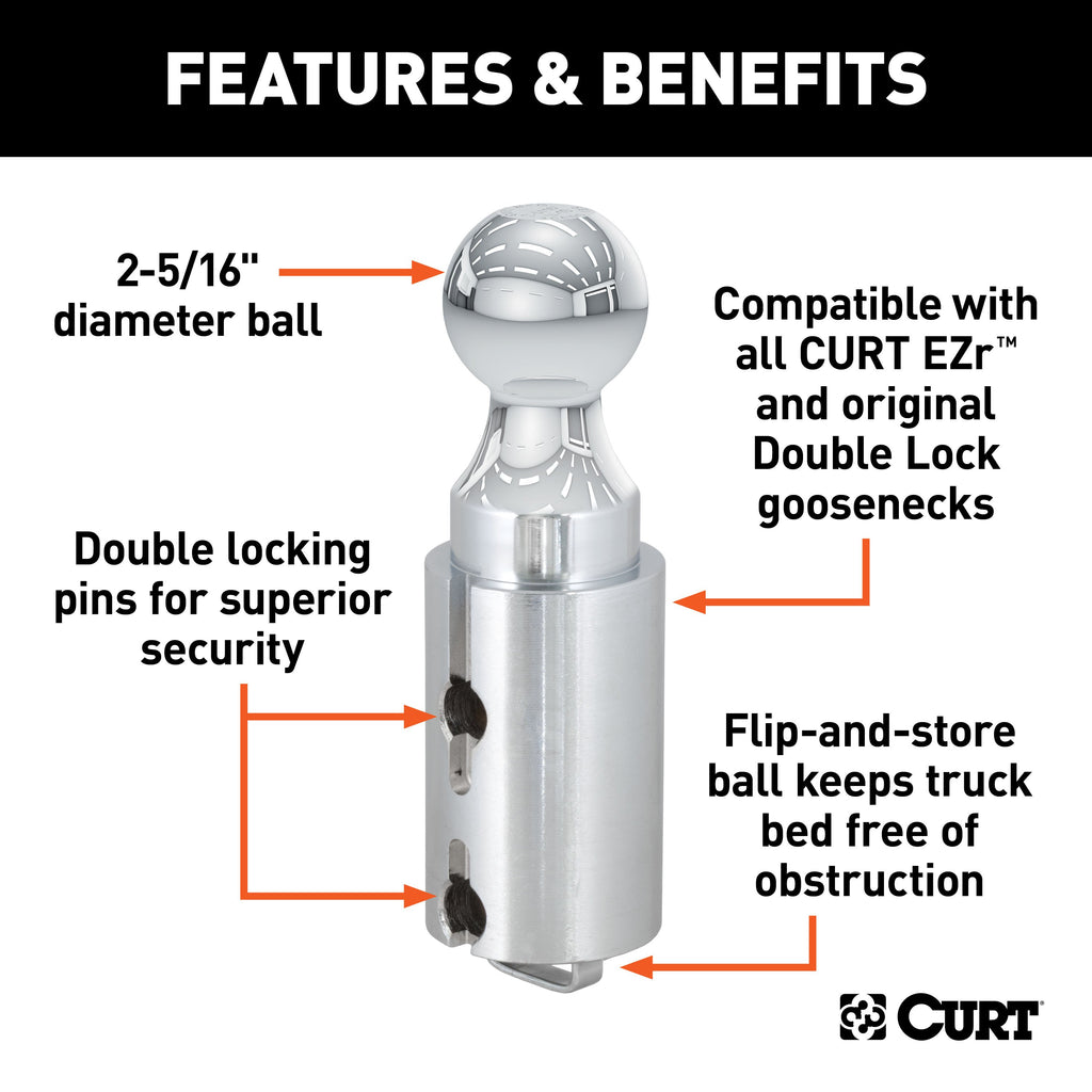 CURT 60616 Double Lock 2-5/16" Gooseneck Ball