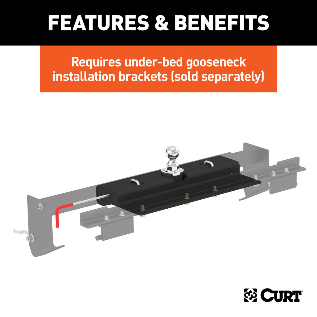 CURT 60620 Double Lock Gooseneck Hitch, 2-5/16" Ball, 30K (Brackets Required) for Select Nissan TITAN