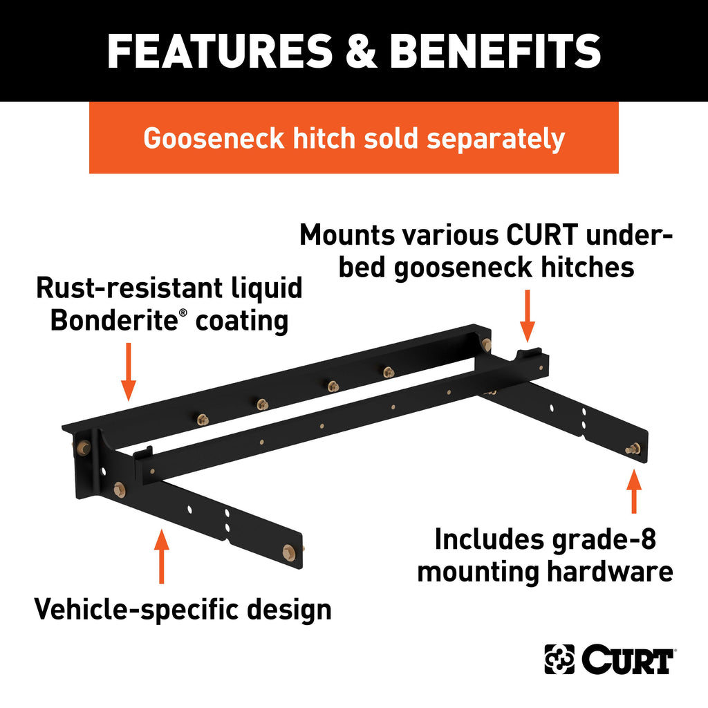 CURT 60631 Under-Bed Gooseneck Installation Brackets, Select Silverado, Sierra C / K