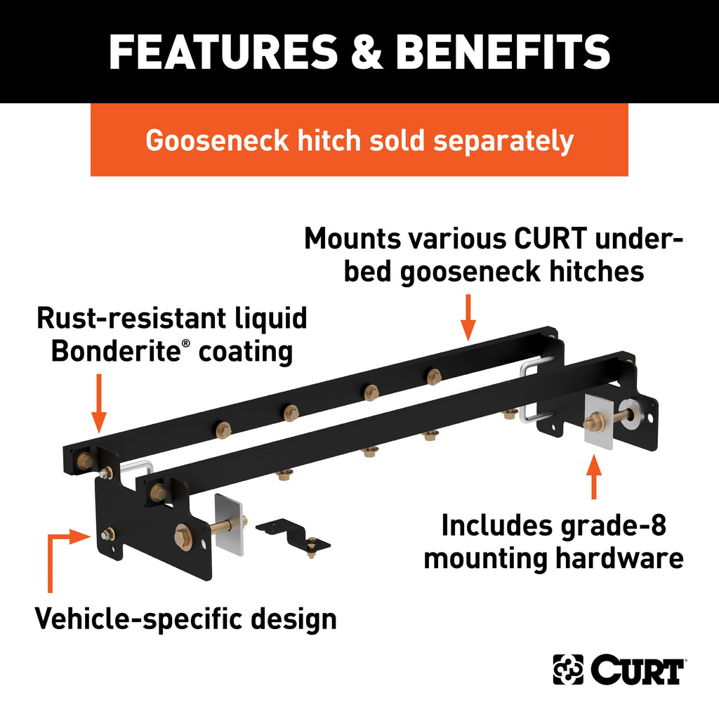 CURT 60632 Double Lock Gooseneck Installation Brackets, Select Silverado, Sierra 1500