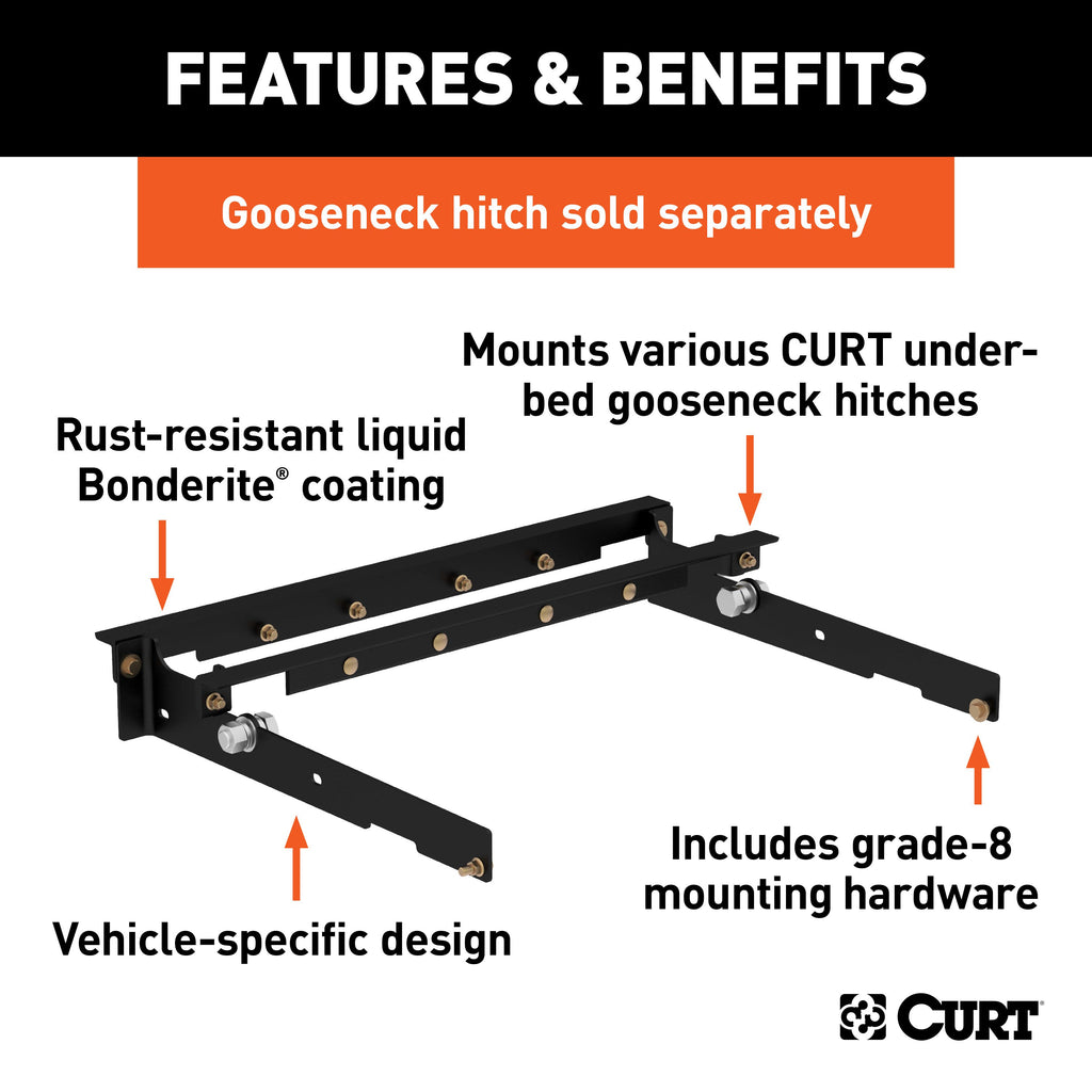 CURT 60636 Under-Bed Gooseneck Installation Brackets, Select Ford F-150, F-250, F-350