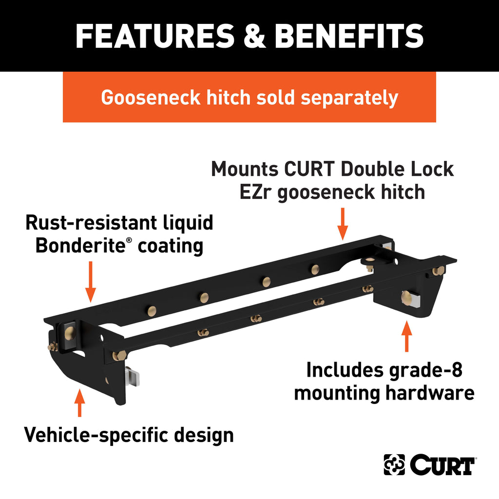 CURT 60645 Double Lock EZr Gooseneck Installation Brackets, Select Ford F-250, F-350