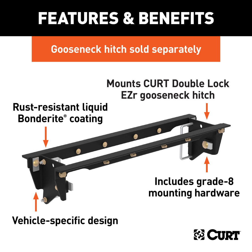 CURT 60647 Double Lock EZr Gooseneck Installation Brackets, Select Ford F-250, F-350