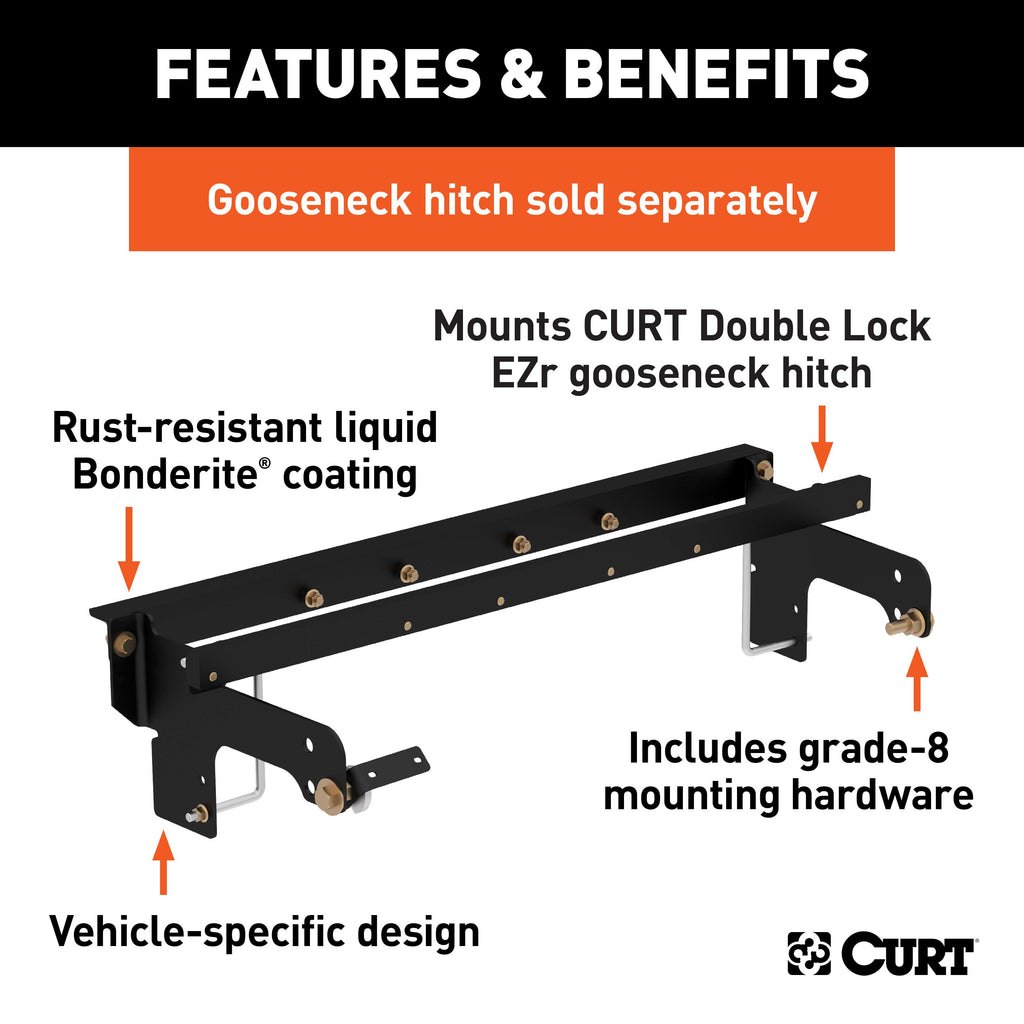 CURT 60648 Double Lock EZr Gooseneck Install Brackets, Select Silverado, Sierra 2500, 3500