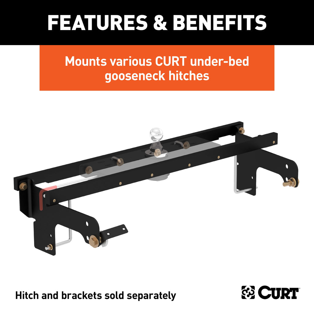 CURT 60652 Under-Bed Gooseneck Install Brackets, Select Silverado, Sierra 1500, 2500, 3500