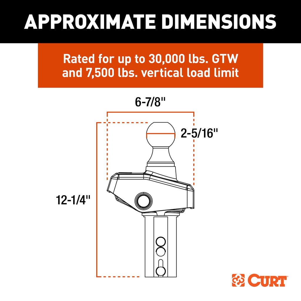 CURT 60654 RockerBall 2-5/16" Cushion Hitch Gooseneck Ball