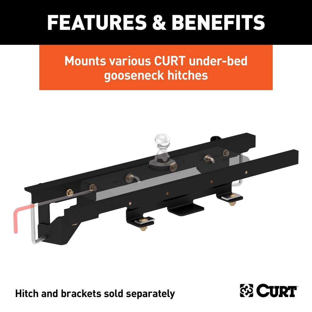 CURT 60657 Double Lock Gooseneck Install Brackets, Select Dodge, Ram 1500, w/ Coil Springs
