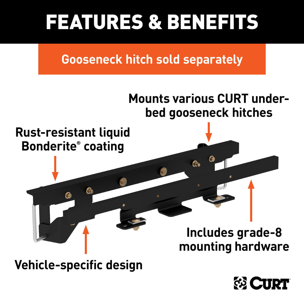 CURT 60658 Double Lock Gooseneck Installation Brackets, Select Ram 1500 with Air Suspension