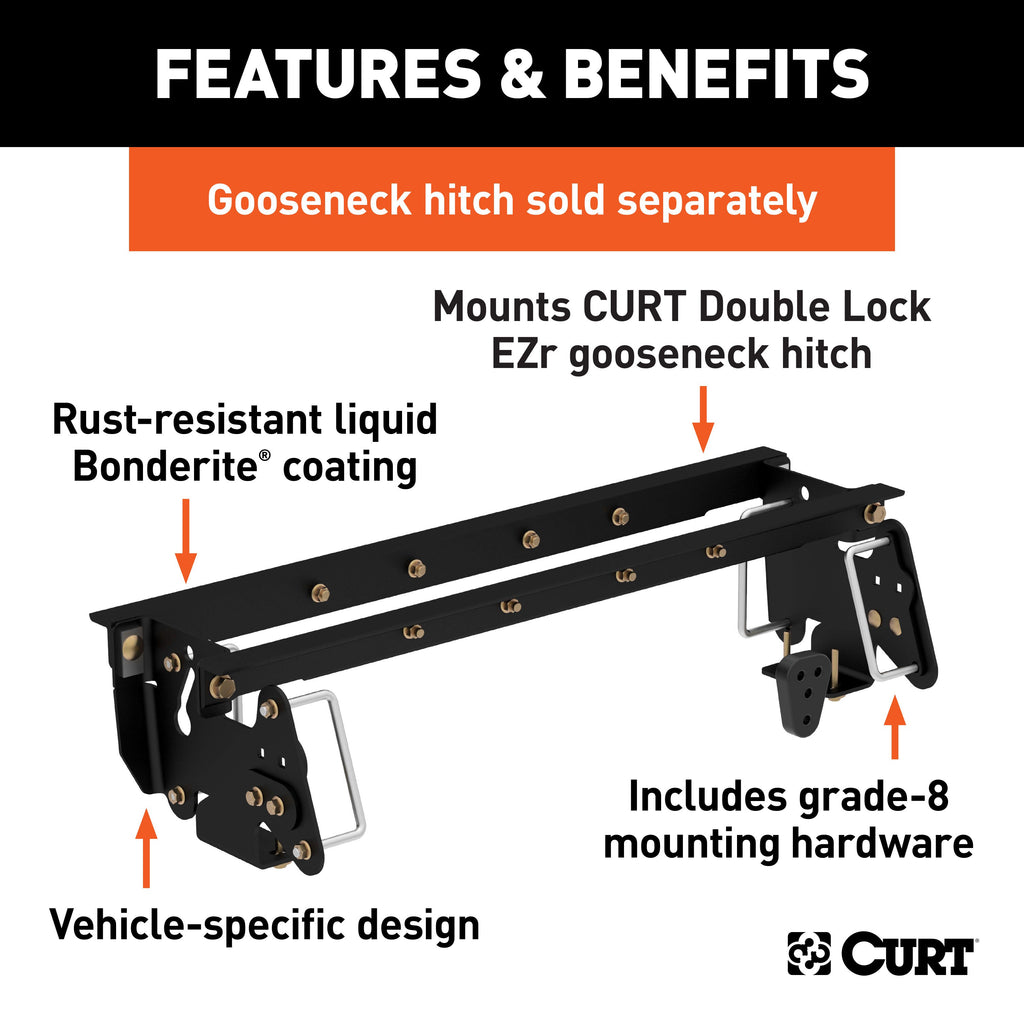 CURT 60660 Double Lock EZr Gooseneck Installation Brackets, Select Dodge, Ram 2500, 3500