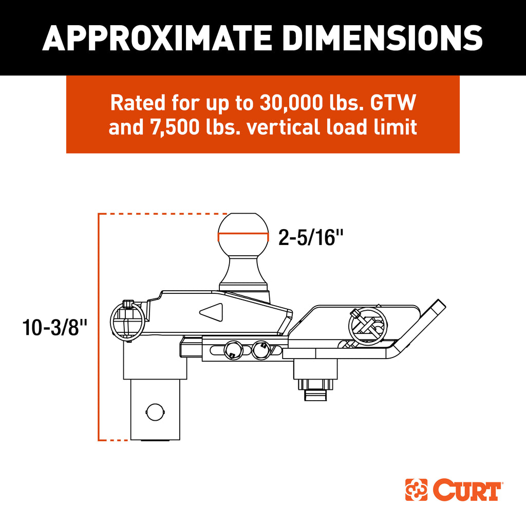 CURT 60663 Multi-Fit OEM Puck System Gooseneck Ball with 4" Offset for Select Chevrolet Silverado HD, Chevrolet Silverado HD, Ford F-250 Super Duty, Ford F-350 Super Duty, Ford F-450 Super Duty, GMC Sierra HD, GMC Sierra HD, Nissan TITAN XD, Ram 2500, Ram