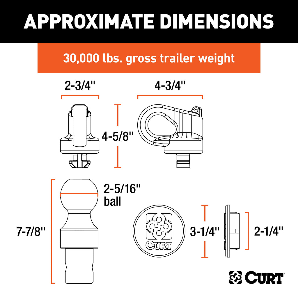 CURT 60692 OEM Puck System 2-5/16" Gooseneck Kit, Chevrolet, Ford, GMC, Nissan (30K) for Select Chevrolet Silverado HD, Chevrolet Silverado HD, Ford F-250 Super Duty, Ford F-350 Super Duty, Ford F-450 Super Duty, GMC Sierra HD, GMC Sierra HD, Nissan