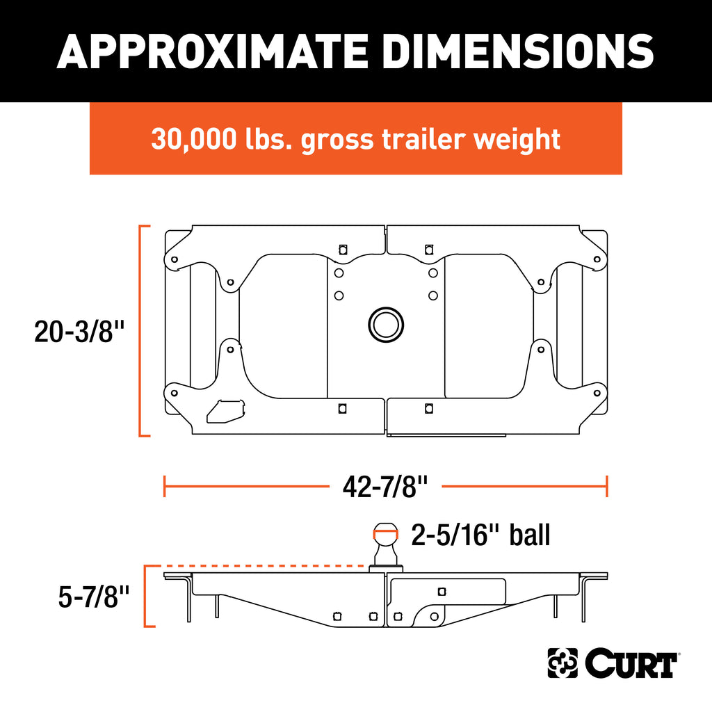 CURT 60702 OEM-Style Gooseneck Hitch, Select Ford F-250, F-350, F-450 Super Duty