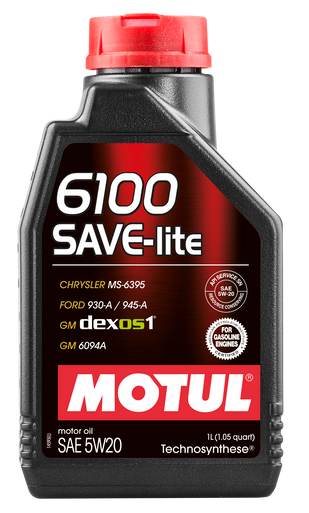 Motul 108009 6100 Save-Lite 5W20 Technosynthese Semi Synthetic Engine Oil - 1L