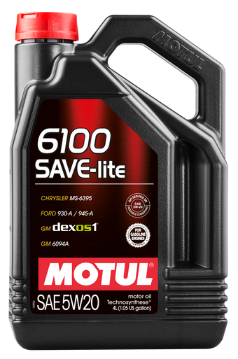 Motul 108030 6100 Save-Lite 5W20 Technosynthese Semi Synthetic Engine Oil - 4L
