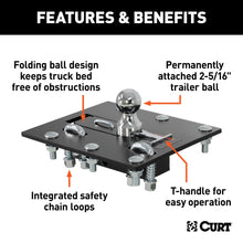 Load image into Gallery viewer, CURT 61052 Over-Bed Folding Ball Gooseneck Hitch for Select Chevrolet C1500, Chevrolet C2500, Chevrolet C3500, Chevrolet K1500, Chevrolet K2500, Chevrolet K3500, Chevrolet Silverado 1500, Chevrolet Silverado Classic, Chevrolet Silverado 2500, Chevrolet