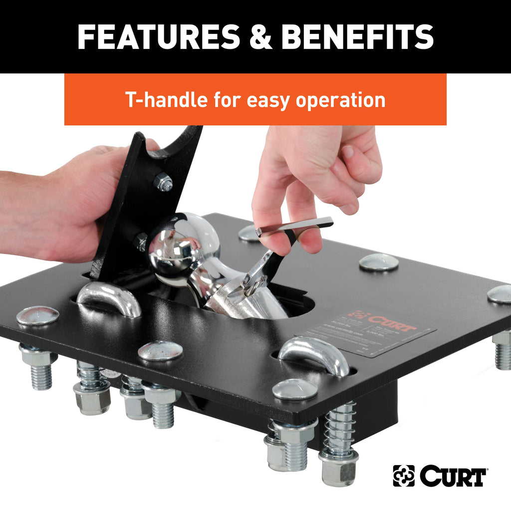 CURT 61052 Over-Bed Folding Ball Gooseneck Hitch for Select Chevrolet C1500, Chevrolet C2500, Chevrolet C3500, Chevrolet K1500, Chevrolet K2500, Chevrolet K3500, Chevrolet Silverado 1500, Chevrolet Silverado Classic, Chevrolet Silverado 2500, Chevrolet