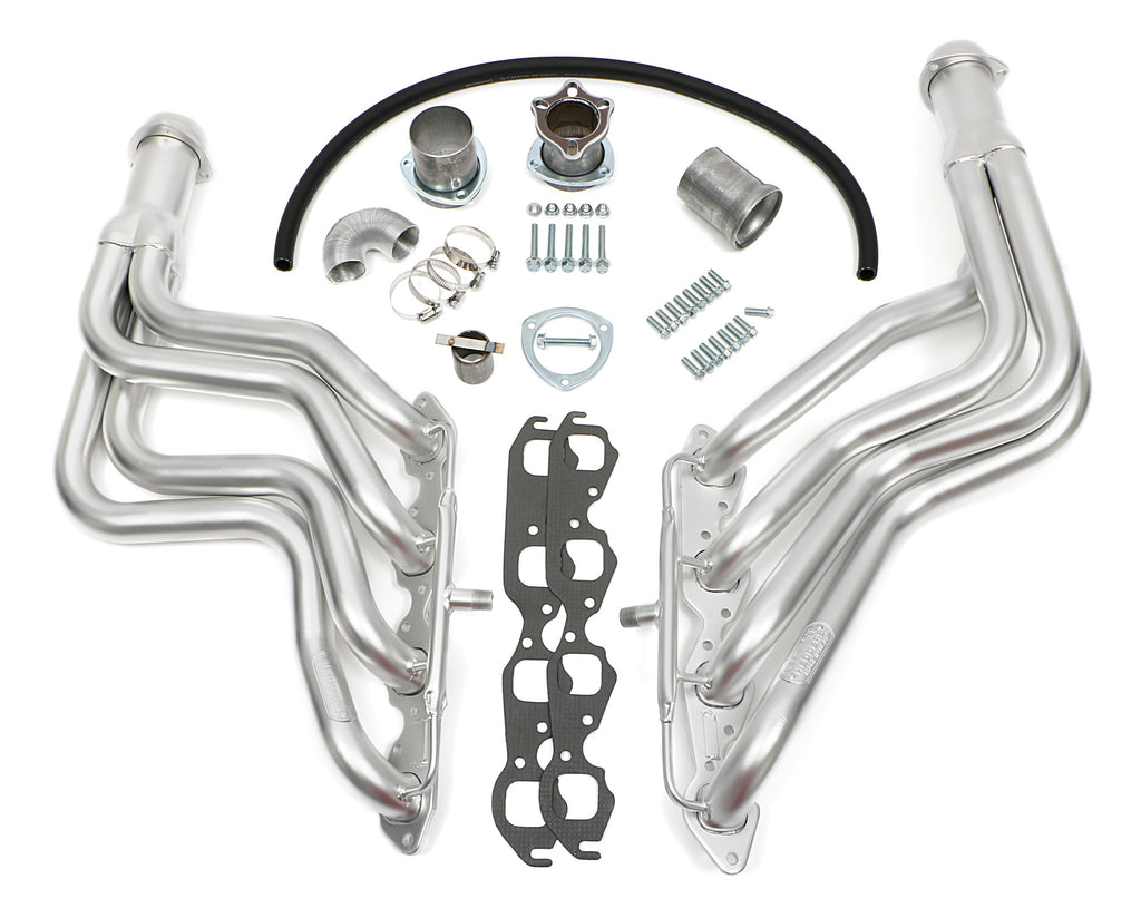 Hedman Hedders 61198 Silver HD Long-Tube Headers For 64-77 Chevelle 396-502 w/ A.I.R. for Select Chevrolet Bel Air, Chevrolet Biscayne, Chevrolet Brookwood, Chevrolet Camaro, Chevrolet Caprice, Chevrolet Chevy II, Chevrolet El Camino, Chevrolet Impala,