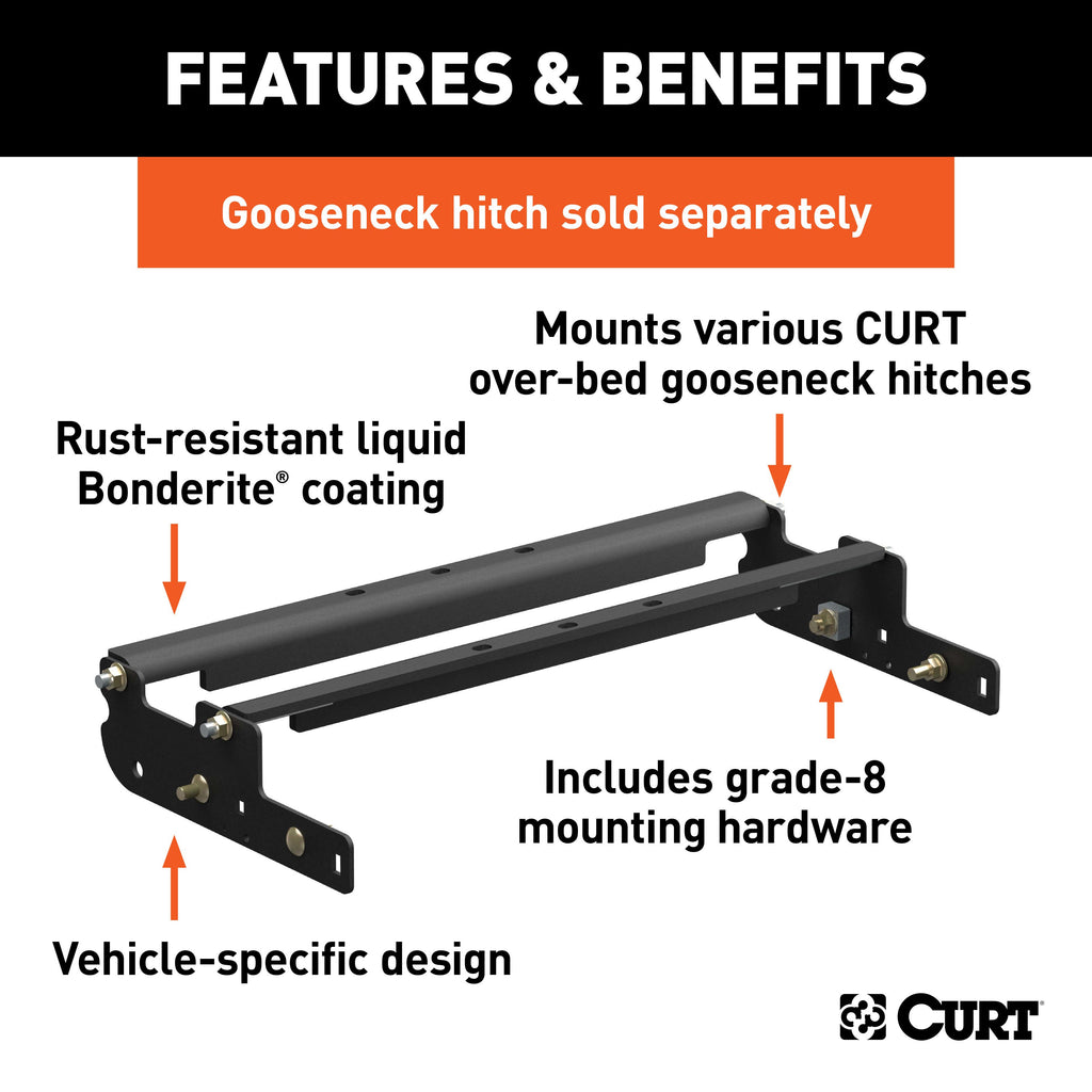CURT 61332 Over-Bed Gooseneck Installation Brackets, Select Ford F-250, F-350, F-450
