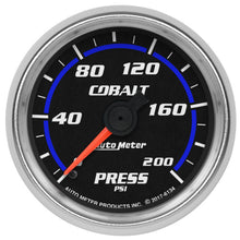 Load image into Gallery viewer, AutoMeter 6134 GAUGE, PRESSURE, 2 1/16", 200PSI, MECHANICAL, COBALT