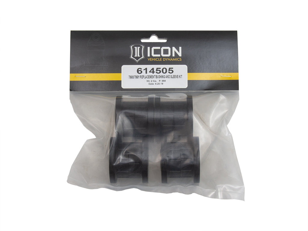ICON Vehicle Dynamics 614505 78600/78601 REPLACEMENT BUSHING AND SLEEVE KIT for Select Chevrolet Silverado 1500, Chevrolet Silverado LD, Chevrolet Suburban 1500, Chevrolet Tahoe, GMC Sierra 1500, GMC Sierra Limited, GMC Yukon, GMC Yukon XL